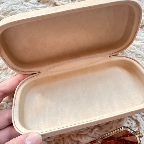 Chloe Gold and Orange Hexagonal Sunglasses - Picture 3 of 3